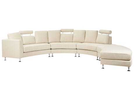 Curved Sofa Beige Upholstery Modular 7-Seater Adjustable Headrests Modern Beliani