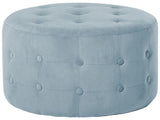Footstool Grey Velvet Round Pouffe Button Tufted Upholstery Beliani