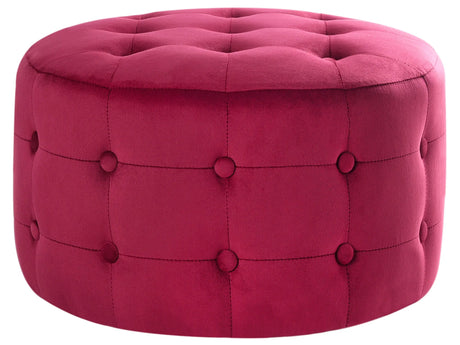 Footstool Pink Velvet Round Pouffe Button Tufted Upholstery Beliani