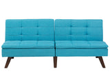 Sofa Bed Blue 3-Seater Quilted Upholstery Click Clack Split Back Metal Legs Beliani