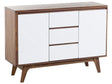 Sideboard White Dark Wood 3 Drawers 2 Cabinets Modern Scandinavian Beliani