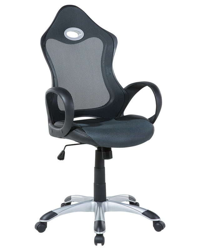 Office Chair Grey and Green Mesh Fabric Swivel Tilt Mechanism Adjustable Seat Height Ergonomic Backrest Beliani