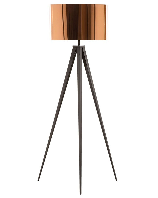 Floor Lamp Copper PVC 156H cm Black Metal Tripod Legs Drum Shade Modern Beliani