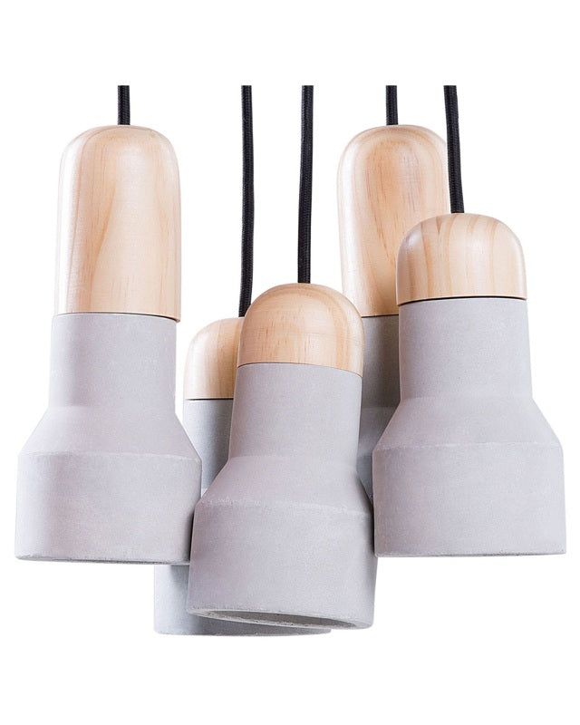 5-Light Pendant Cluster Grey Concrete Lamp Industrial Beliani