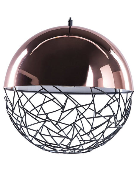 1-Light Globe Pendant Light Copper Lamp Framework Modern Beliani