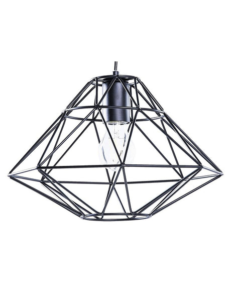 1 Light Black Pendant Ceiling Cage Shape Geometric Metal Naked Wire Beliani