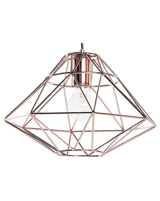 1 Light Copper Pendant Ceiling Cage Shape Geometric Metal Naked Wire Beliani