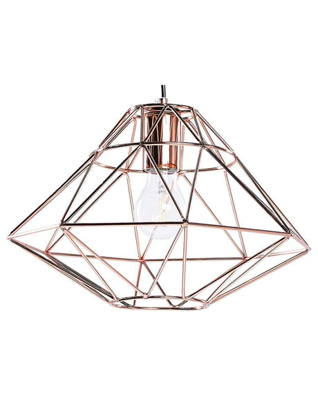 1 Light Copper Pendant Ceiling Cage Shape Geometric Metal Naked Wire Beliani