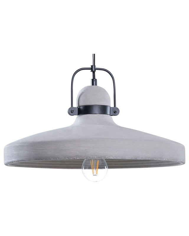 Hanging Light Pendant Lamp Grey Round Open Concrete Shade Industrial Design Beliani