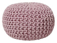 Pouf Ottoman Pink Knitted Cotton EPS Beads Filling Round Small Footstool 40 x 25 cm Beliani