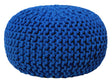 Pouf Ottoman Dark Blue Knitted Cotton EPS Beads Filling Round Small Footstool 40 x 25 cm Beliani
