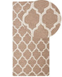 Rug Beige Wool 80 x 150 cm Trellis Quatrefoil Pattern Hand Tufted Oriental Moroccan Clover Beliani