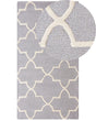 Rug Grey Wool 80 x 150 cm Trellis Quatrefoil Pattern Hand Tufted Oriental Moroccan Clover Beliani