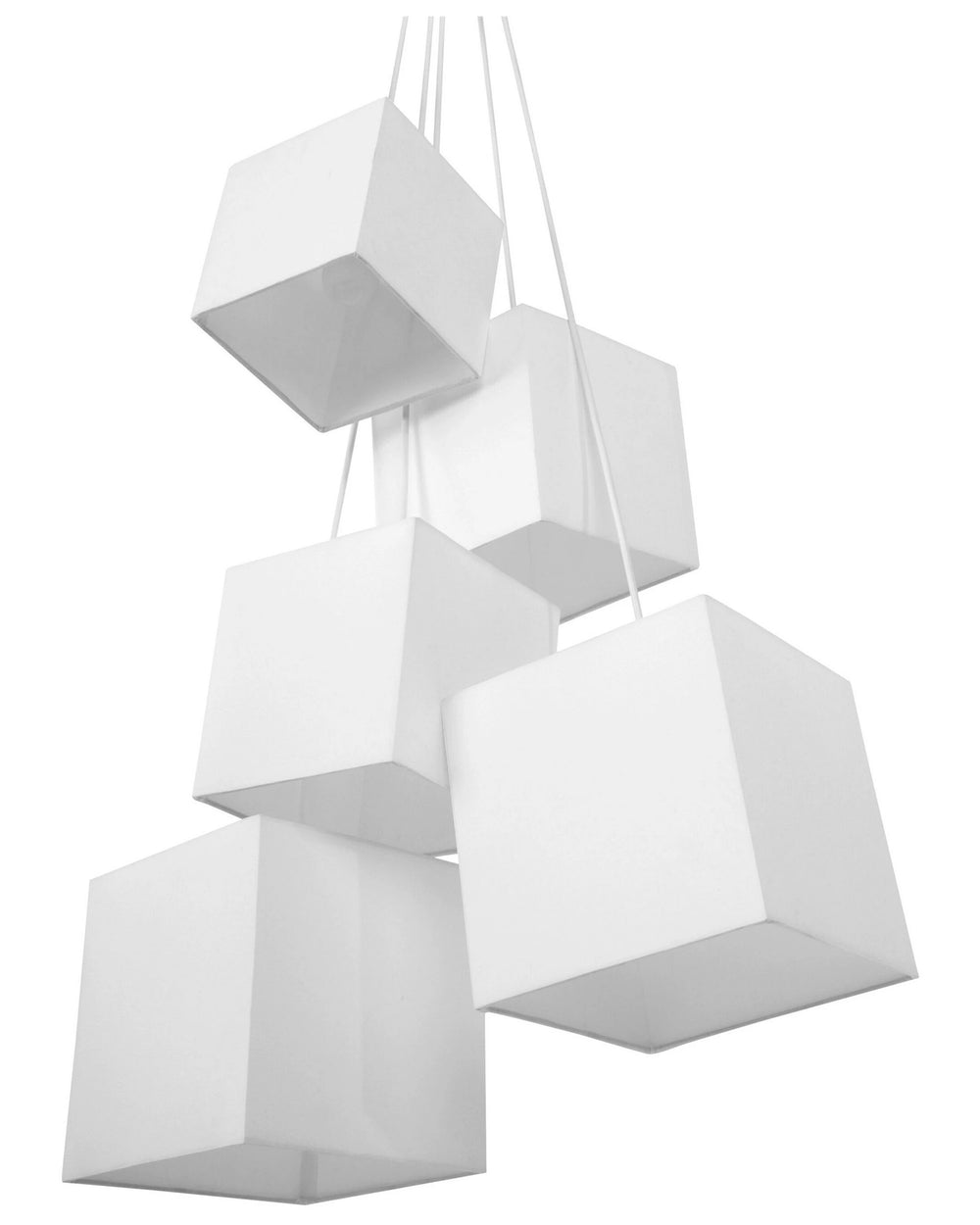 5-Light Cluster Pendant White Lamp Square Fabric Shades Beliani