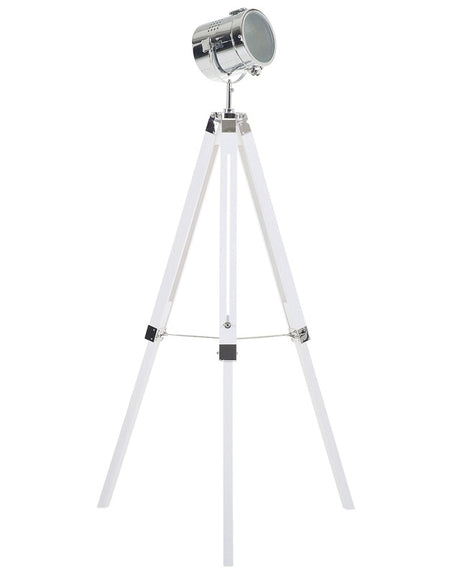 Floor Lamp White Metal 143 cm Spotlight Cylindrical Shade Tripod Industrial Design Beliani