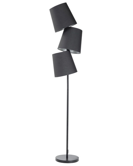 Floor Lamp Black Metal 164 cm Triple Polyester Classic Shade Modern Design Beliani