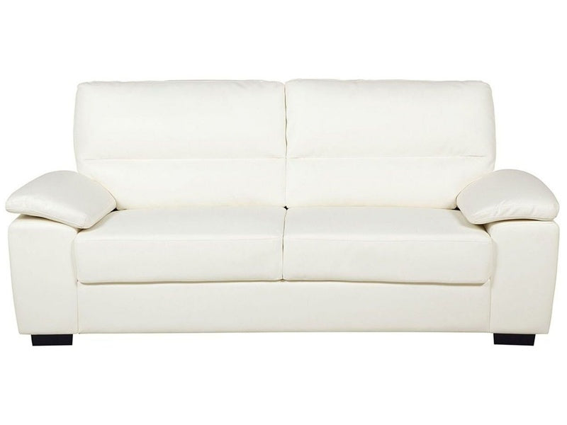 Sofa Cream 3 Seater Faux Leather Living Room Beliani