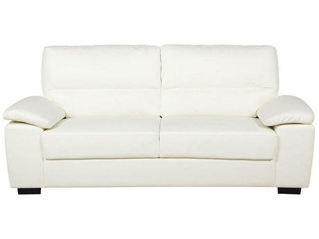 Sofa Cream 3 Seater Faux Leather Living Room Beliani