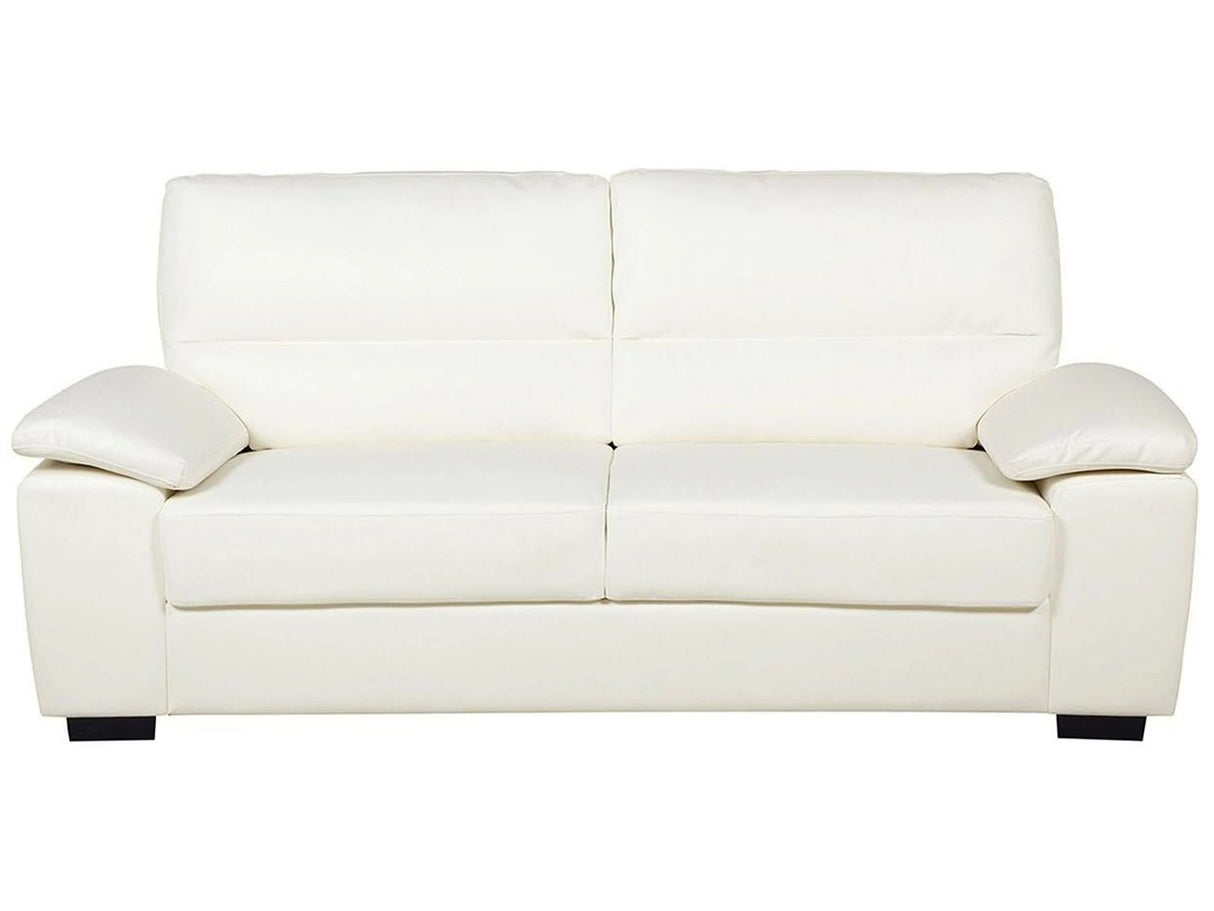 Sofa Off-White 3 Seater Faux Leather Living Room Beliani