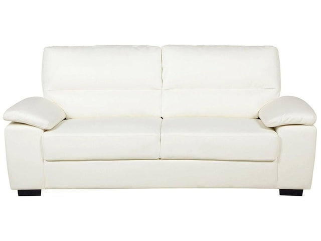 Sofa Off-White 3 Seater Faux Leather Living Room Beliani