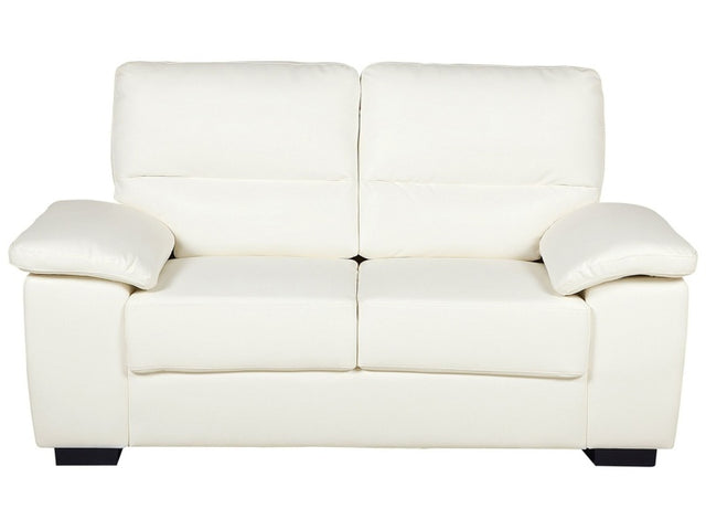 Sofa Cream 2 Seater Faux Leather Living Room Beliani