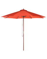 Garden Parasol Red Fabric  270 x 254H cm Birch Pole Foldable Outdoor Modern Beliani