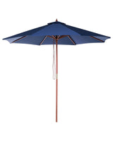 Garden Parasol Blue Fabric  270 x 254H cm Birch Pole Foldable Outdoor Modern Beliani