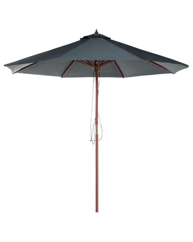 Garden Parasol Grey Fabric  270 x 254H cm Birch Pole Foldable Outdoor Modern Beliani