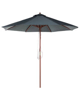 Garden Parasol Grey Fabric  270 x 254H cm Birch Pole Foldable Outdoor Modern Beliani