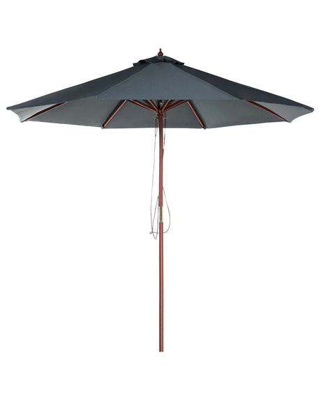 Garden Parasol Grey Fabric  270 x 254H cm Birch Pole Foldable Outdoor Modern Beliani
