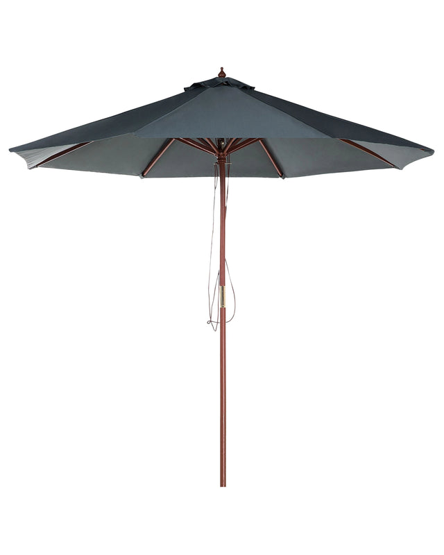 Garden Parasol Grey Fabric  270 x 254H cm Birch Pole Foldable Outdoor Modern Beliani
