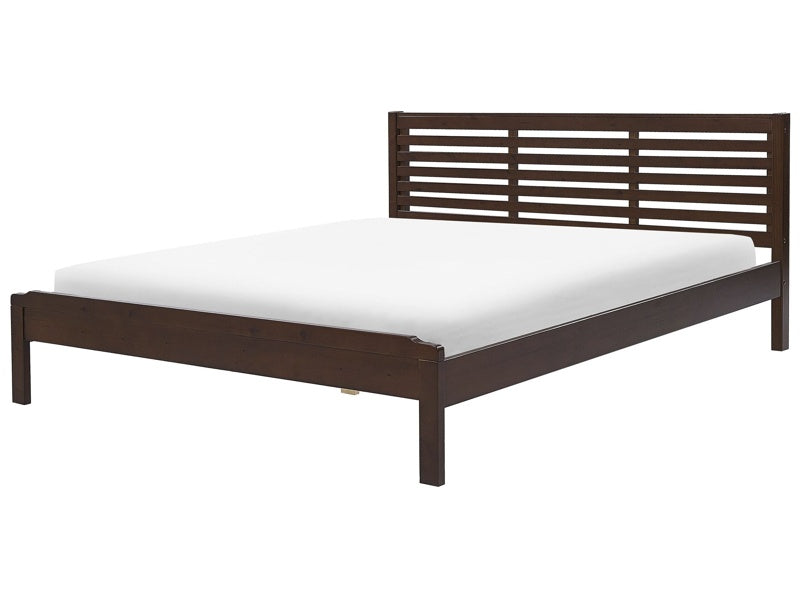 Bed Dark Wood EU Super King Size 6ft Headboard Slatted Beliani