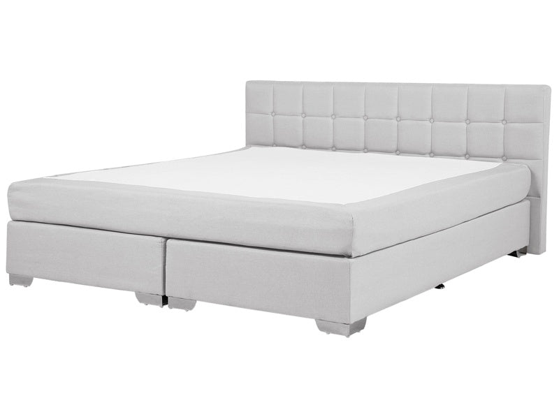 EU Super King Size Divan Bed Grey Fabric Upholstered 6ft Frame with Tufted Headboard and Mattress Beliani