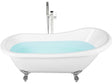 Bath White with Silver Sanitary Acrylic 170 x 76 cm Freestanding Clawfoot Tub Traditional Retro Design Beliani