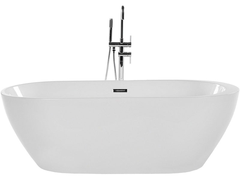 Bath White with Silver Sanitary Acrylic Single 170 x 80 cm Freestanding Modern Beliani