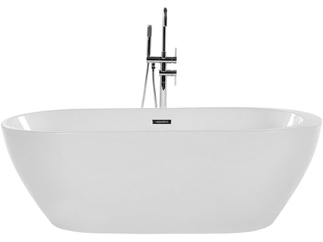 Bath White with Silver Sanitary Acrylic Single 170 x 80 cm Freestanding Modern Beliani
