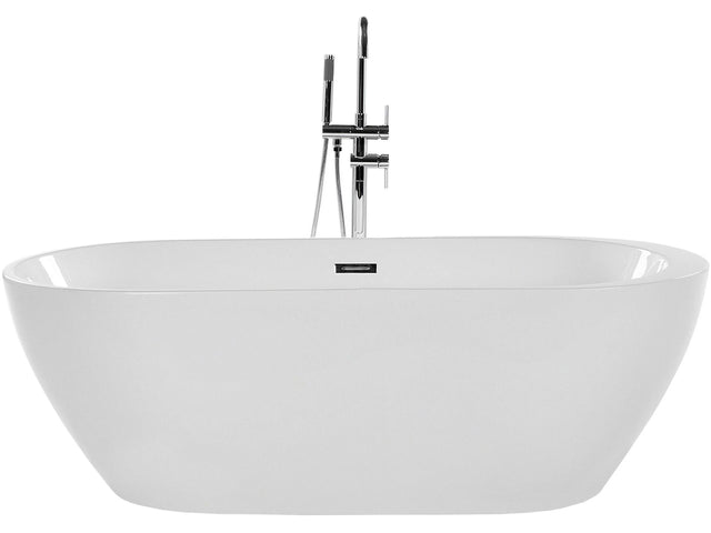 Bath White with Silver Sanitary Acrylic Single 170 x 80 cm Freestanding Modern Beliani