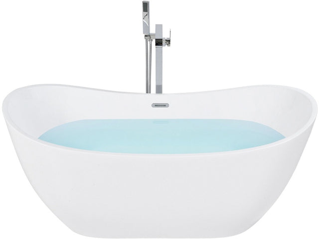 Bath White with Silver Sanitary Acrylic Single 170 x 77 cm Freestanding Modern Beliani