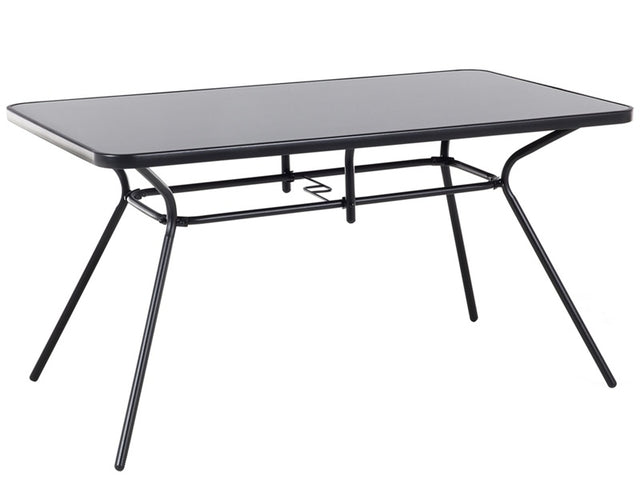 Outdoor Dining Table Black Steel 140 x 80 cm Modern Garden Beliani