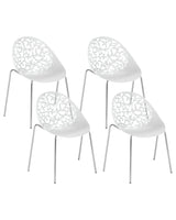 Set of 4 Dining Chairs White Plastic Cut Out Modern Beliani