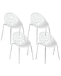 Set of 4 Dining Chairs White Plastic Cut Out Modern Beliani