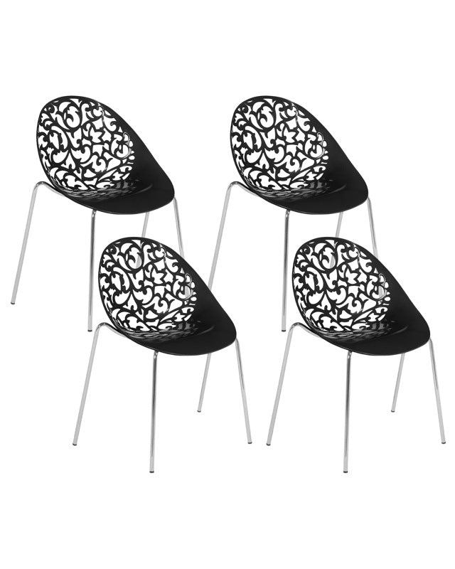 Set of 4 Dining Chairs Black Plastic Cut Out Modern Beliani