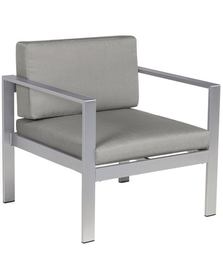 Garden Armchair Dark Grey Aluminium Frame Outdoor with Cushions Beliani