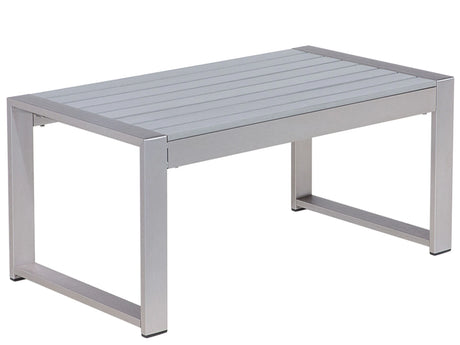 Outdoor Coffee Table Light Grey Aluminium 90 x 50 cm Metal Frame Synthetic Top Modern Minimalist Beliani