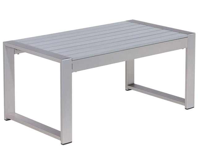 Outdoor Coffee Table Light Grey Aluminium 90 x 50 cm Metal Frame Synthetic Top Modern Minimalist Beliani