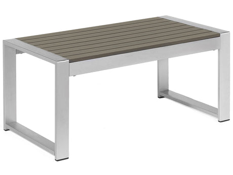 Outdoor Coffee Table Dark Grey Aluminium 90 x 50 cm Metal Frame Synthetic Top Modern Minimalist Beliani
