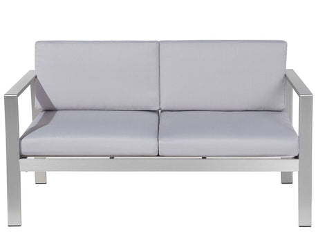 Garden Sofa Light Grey Aluminium Frame Outdoor 2 Seater with Cushions Beliani