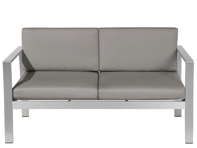 Garden Sofa Dark Grey Aluminium Frame Outdoor 2 Seater with Cushions Beliani