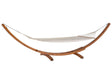 Garden Hammock White Cotton Sling Dark Solid Wood Arc Stand Freestanding Beliani