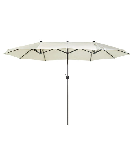Garden Sun Parasol Beige Fabric Aluminium 247 cm Weather Resistant Beliani
